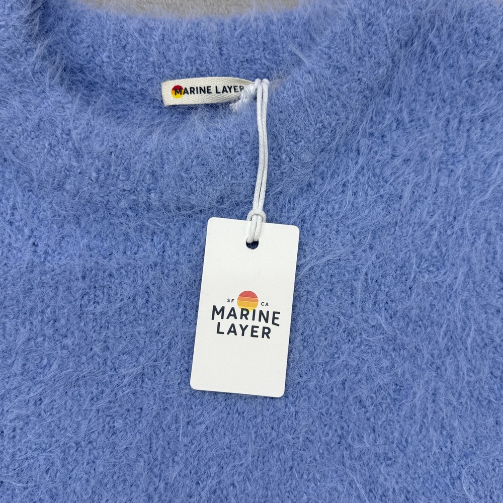 Marine Layer Teddy Eyelash Crewneck Sweater Women's L Hydrangea Coastal Holiday - Picture 3 of 11